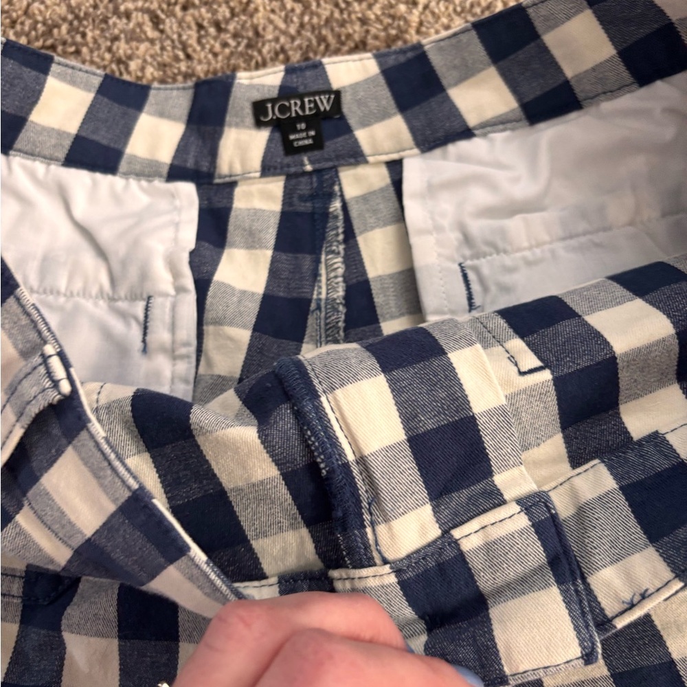 J. Crew Blue & White Gingham Check Flat Front Shorts - Picture 4 of 9